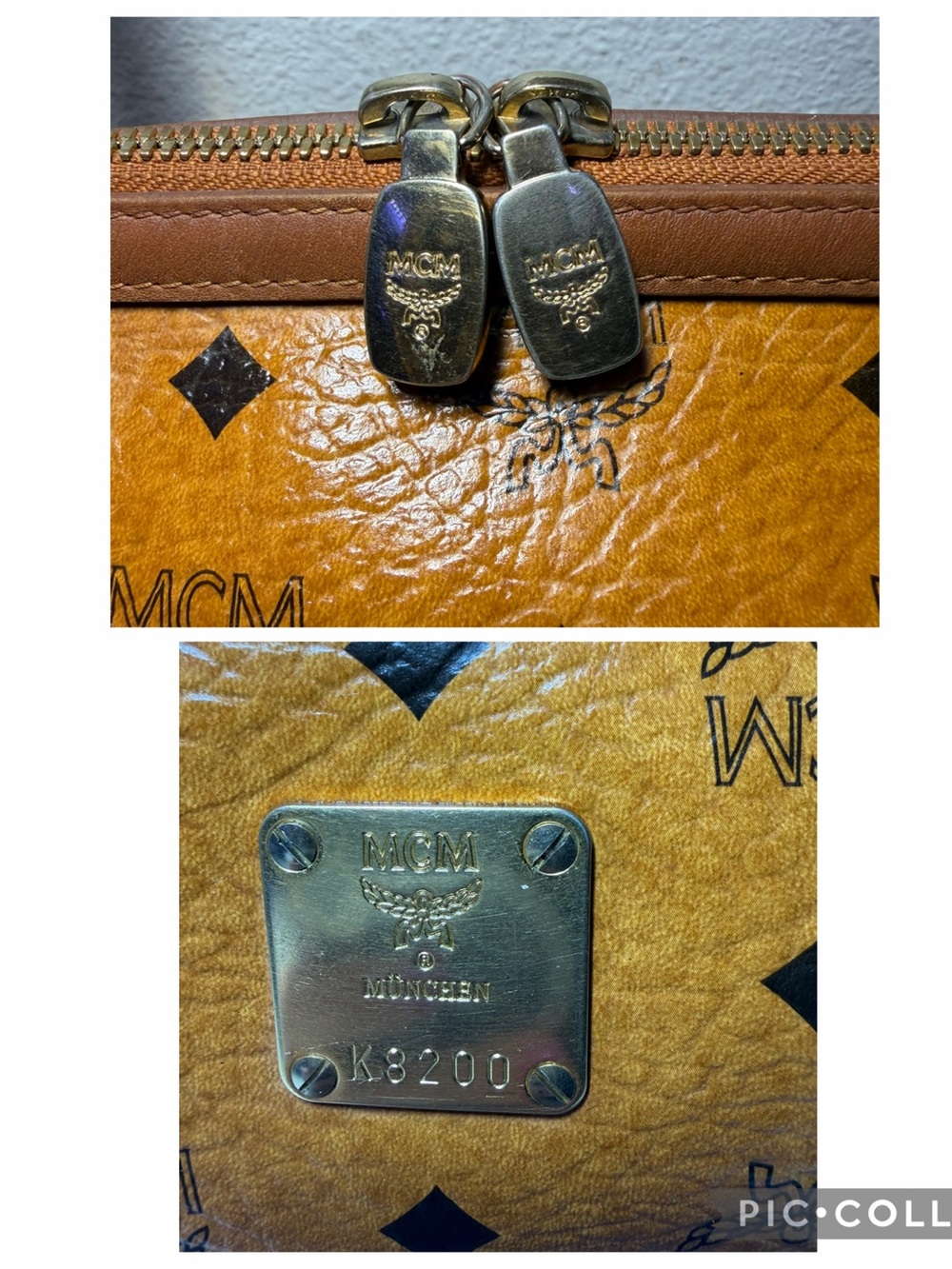 COA included - MCM Cognac Visetos Papillon Shoulder Bag with Black Monogram - Picture 4 of 16